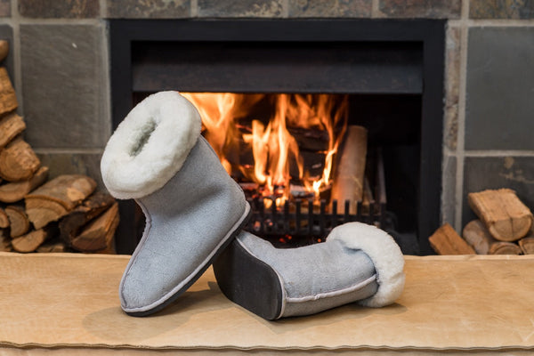 Oskava Fugglys Full Sheepskin High Boots – Gray