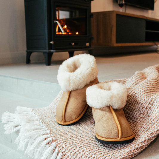 Oskava Sheep Skin Booties - Tan