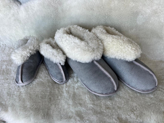 Oskava Sheepskin Slippers (Soft Sole) - Grey