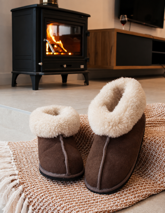 Oskava Sheepskin Booties – Brown